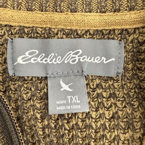 Eddie Bauer Bird's Eye Knit Sweater Men XL Tall Quarter Zip Pullover Heavy Knit - Picture 9 of 14